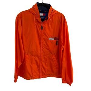 Vintage Tommy Hilfiger Orange Nylon Windbreaker Jacket Mens Medium AS IS